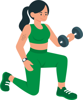 Young Asian woman doing weight lifting exercise.